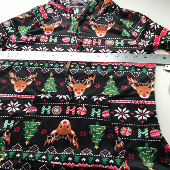 No Bo Junior's Christmas Plush Hooded Pullover Deer Ho Ho Size Sm 3-5 Black New - Picture 9 of 16